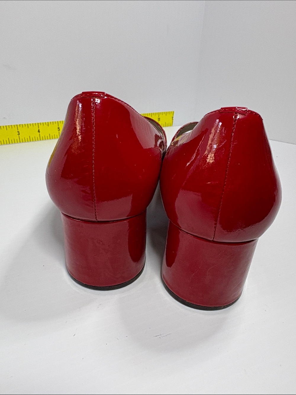 00’s Brass Plum Red Patent Mary Jane Block Heel Pumps Buckle Strap box 25 - Picture 4 of 6